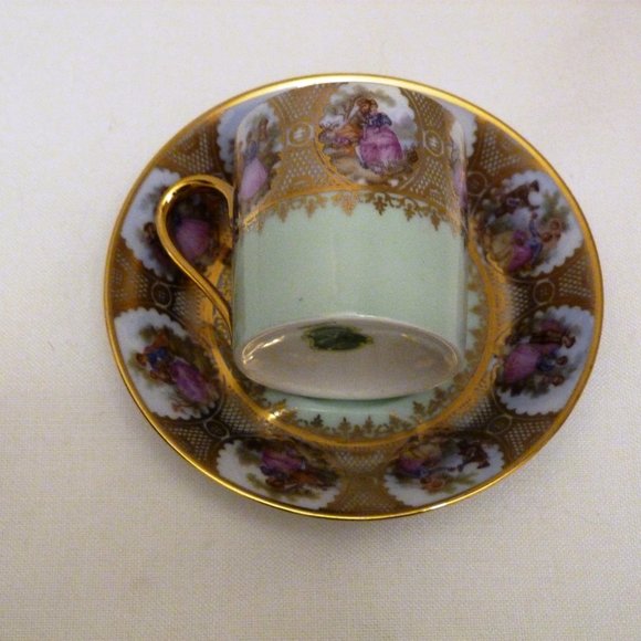Leni Parbus PP Bavaria Demitasse Cup & Saucer set Gold Trim Germany FOREIGN Mark - Picture 4 of 9